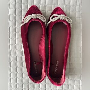 NWT Lane Bryant Merlot Rhinestone Crystal Bow Flats